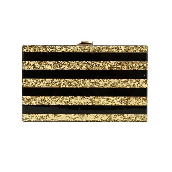 Black & Gold Striped Acrylic Handbag - Picture 4 of 6